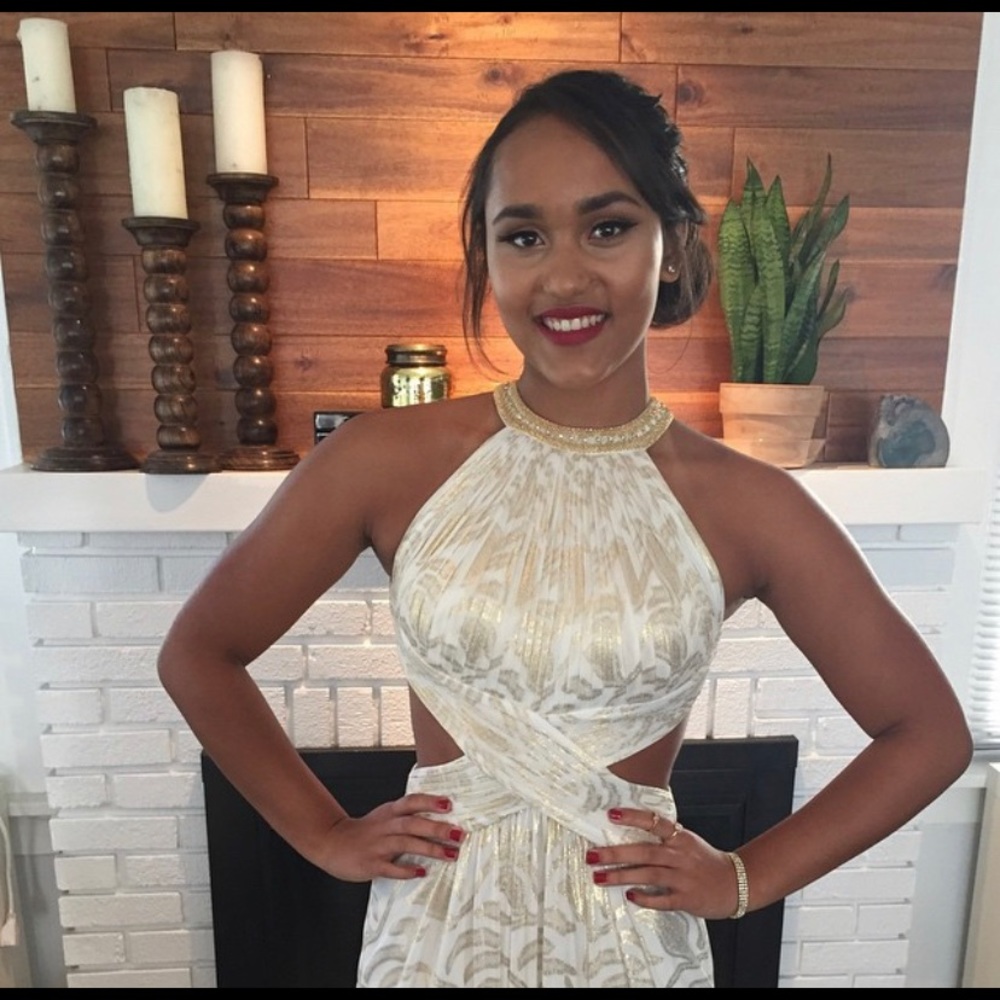 Gold/white gown size 2